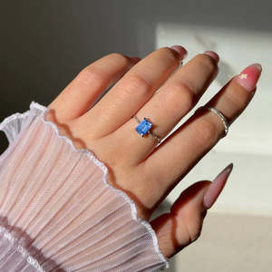NOVAMART Fine Rose Gold Plated Stainless Steel Aqua Sky Chain <b>Ring</b> with <b>Adjustable</b> <b>Size</b> Wholesale Export - Product Image 1