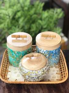 ชามไม้ไผ่ปั่นตกแต่งด้วยฝาปิดเปลือกไข่ฝังของเวียดนามขายส่ง - Product Image 3