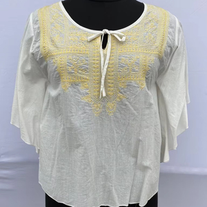 High Quality Floral Tunic Short Autumn New Customized Wholesale Summer Women's Heavy Duty Embroidered Chiffon Long Dress V-Neck - Product Image 1