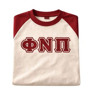 Camiseta Raglán de Chenilla Phi Nu Pi, Talla Estándar, Algodón Premium, Bordada, Ropa de Fraternidad Griega - Product Image 6