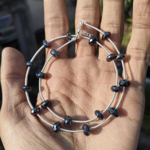 Collar de Plata de Ley 925 con Cuentas Redondas Lisas de Ónix Negro Clásico de 8 mm, Collar Elegante, Regalo de Boda para Mujer - Product Image 5