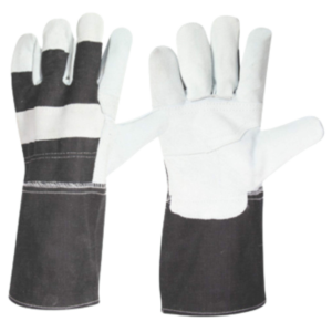 Venta al por mayor de guantes de seguridad de cuero de vaca de alta resistencia Canadian Rigger Guantes de jardinería de trabajo reforzados Chispa de calor - Product Image 1