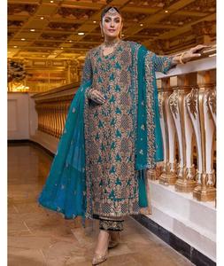 Nouveau concepteur lourd Kanjipuram soie Banarasi Saree tissage travail fantaisie Style pakistanais robe de broderie pour vêtements de mariée indien - Product Image 1
