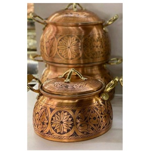 New Stylish QUALITY <b>COLLECTION</b> Copper Kitchen Serving Bowl Lid Set Modern Floral Design Double Handle Eco Material Origin Type - Product Image 1