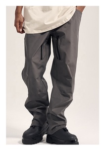 Pantalones con cordón de lana de poliéster/algodón de pierna ancha transpirables de estilo callejero para adolescentes y niños con etiqueta personalizada-Drop Ship - Product Image 2