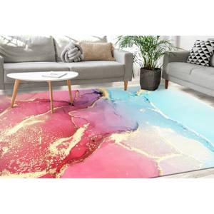 Tapis imprimé marbre rose - Décoration de bureau moderne, tapis de marche de luxe, tapis gobelin - Product Image 1