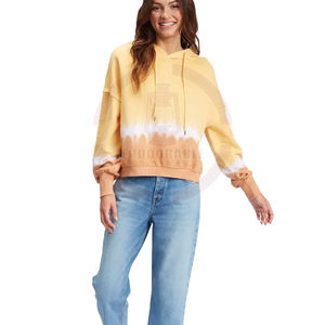 Sweat à capuche personnalisé pour femmes taille XS pull-over décontracté à manches longues de haute qualité tricoté en éponge confortable impression tie-dye hiver devant - Product Image 5