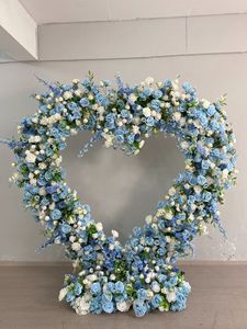 Dekorasi Latar Belakang Pernikahan Bunga Artifisial Bentuk Hati Berkualitas Tinggi Warna Biru Muda Mawar Delphinium - Product Image 1