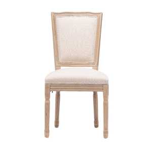 Elegante silla tapizada de comedor de lino Asiento de cocina de estilo Rural francés - Product Image 2