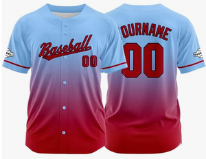Camiseta de béisbol transpirable cosida con impresión digital por sublimación de diseño personalizado OEM - Product Image 1