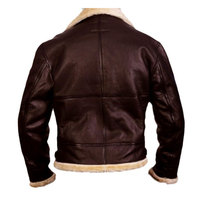Veste de style personnalisée pour hommes Veste d'hiver en peau de mouton marron de haute qualité Veste en cuir véritable avec ceinture souple Aviator de vol B3 Bomber