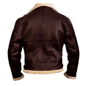 Custom Stylish <b>Men's</b> <b>Jacket</b> High Quality Brown Sheepskin Winter <b>Jacket</b> Skin Real <b>Leather</b> Soft Belted Flight <b>Aviator</b> B3 Bomber - Product Image 2