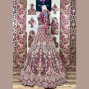 Nuevo Cherry Red Lehenga con Dori & Thread Work & Dazzling Diamond Touch Ideal para todas las ocasiones a granel Cantidad de la India - Product Image 4