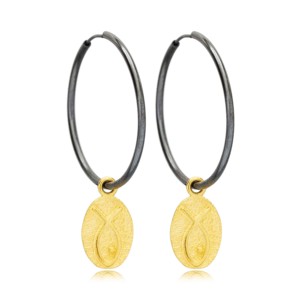 Boucles d'oreilles créoles oxydées en forme de poisson, bijoux vintage turcs faits à la main en argent sterling 925, vente en gros - Product Image 1