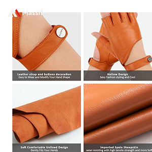 Mesh Driving Sheep Skin Leather Half Finger <b>Gloves</b> for <b>Men</b> and Women - Product Image 3