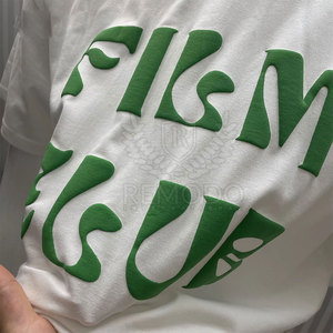 Camisetas con estampado de abullonado personalizables para mujer, Camiseta con estampado de abullonado de algodón de manga corta de gran tamaño, ropa de etiqueta privada - Product Image 2