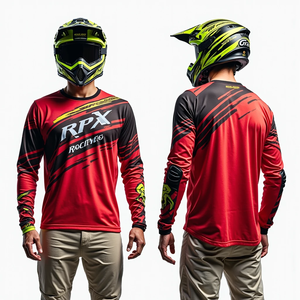 Camiseta de carreras personalizada para hombre, camiseta de Motocross de manga larga a prueba de viento, transpirable y cómoda para moto de cross, ropa deportiva estampada - Product Image 3
