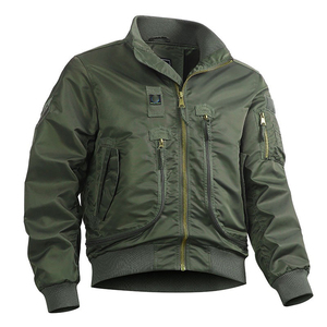 Blouson aviateur brodé de créateur personnalisable pour hommes 100% toile en nylon fermeture à glissière col montant poche avant-pour le printemps - Product Image 3
