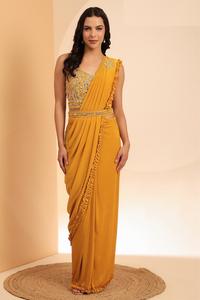 Hermoso Listo para usar exquisito bordado a mano con Sari de espejo para la venta en línea - Product Image 4