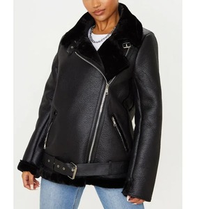 Abrigo de invierno para mujer con chaqueta de cuero estilo explosión Nuevas señoras Short Denim Lapel Outwear Fashion Trend Tops - Product Image 2