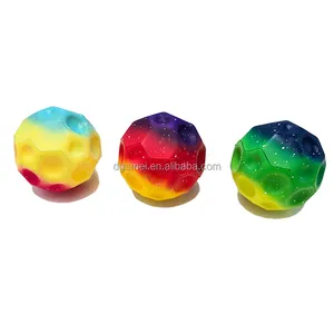 Bola elástica de espuma de PU de 7cm con agujero de meteorito de Luna, bola elástica degradada de color arcoíris, bola elástica de color sólido que se puede personalizar