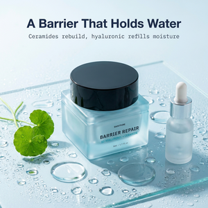 Crème Visage Réparatrice Barrière Cutanée à l'Acide Hyaluronique et Céramide Marque Blanche 50ml pour Peaux Sèches et Sensibles Hydratation 72H Vente en Gros OEM - Product Image 4