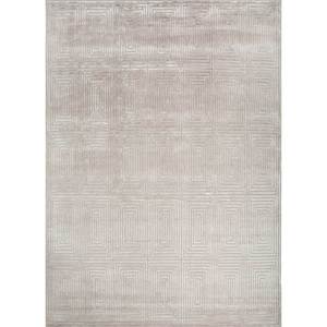 Azalea Geometric Pattern Hand Knotted Wool & Bamboo Silk <b>Rugs</b> 10mm Thick for Home Living Room or Hallway-AIWB-3030 - Product Image 1