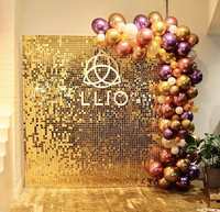 Panel latar belakang payet emas cermin cantik, 12x12 Per lembar pak 12 Panel payet untuk dekorasi pesta ulang tahun pernikahan