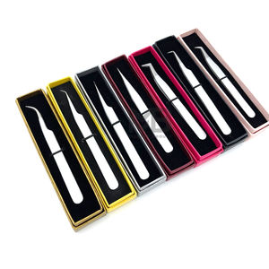 Pince à épiler personnalisée en acier inoxydable de haute qualité, lisse et dentelée, pour extensions de cils, couleur unie intense - Product Image 6