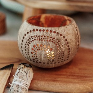 Portavelas ecológico de coco arcoíris, cáscara de coco de Estilo Vintage para portavelas - Product Image 2