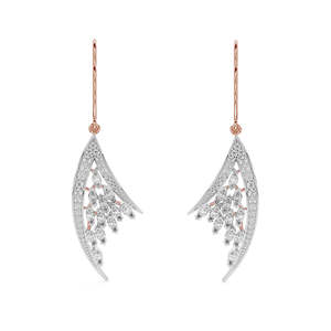 NOVAMART Fine 925 Sterling <b>Silver</b> <b>Drop</b> <b>Earrings</b> with Lily and Feather Design Geometric Pearl Diamond for Wedding Party or Gift W - Product Image 1