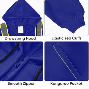 <b>Hi</b> <b>Vis</b> Safety Fleece Zip Hoodie for Men Reflective Sweatshirts <b>Jackets</b> Detachable Hood <b>Cycling</b> Safety <b>Jacket</b> - Product Image 4