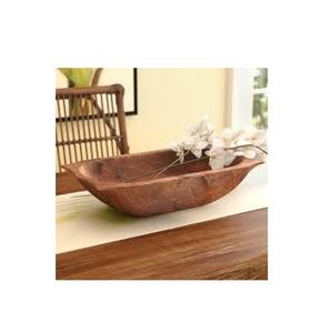 Bol à pâte en bois naturel non fini |   Plateau ovale décoratif artisanal rustique en gros, grand bol de service en bois de style ferme - Product Image 3