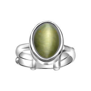 NOVAMART Fine Arihant Gems <b>Cat</b> Eye 4.25-12.25 Ratti Silver <b>Ring</b> Natural Certified Quartz Adjustable Astrological for Gifts Whole - Product Image 2