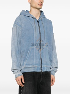 Sweat à capuche en molleton d'hiver surdimensionné de haute qualité unisexe, délavé à l'acide, 100% coton, uni, teint, brodé, impression directe sur écran - Product Image 5