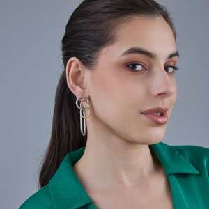 Trendy Bohemia Drop Earrings 183950 Geometric Gold Plated Zinc Alloy Copper and Brass with Pearl and Diamond for Parties - Product Image 1