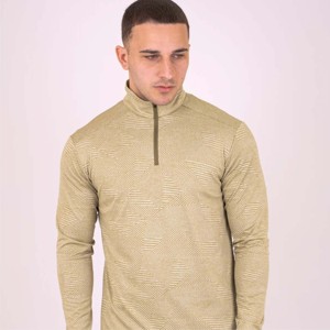 Vêtements de sport d'entraînement en plein air personnalisés: Slim Fit 1/4 Zip Long Sleeve Jogging Chemise de gymnastique de compression pour hommes - Product Image 1