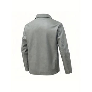 Veste en cuir PU teint pour homme, taille plus, coupe-vent, hip-hop, varsity, avec design tissé, épaisse pour l'hiver, design personnalisé - Product Image 3