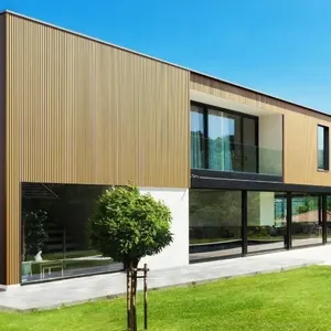 लकड़ी का अनाज आधुनिक डिजाइन मुखौटा भवन बाहरी दीवार मुखौटा क्लैडिंग पैनल