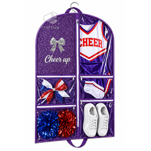 <b>Glitter</b> PU Personalized Transparent PVC Garment Bag Custom Team Uniform Cover Portable Travel Storage Organizer For Cheerleader - Product Image 4