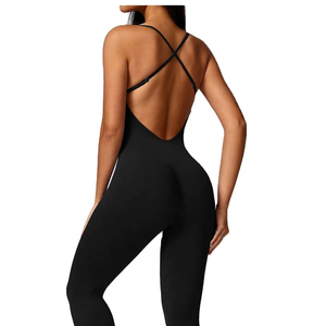 Removable <b>Pad</b> Cross <b>Back</b> Adjustable Straps Sports Bodysuit Butt Lift Fitness Jumpsuits Seamless One Piece Yoga Jumpsuit Women - Product Image 1