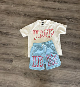 Ensemble court unisexe 100% coton respirant 300g, t-shirts unis à impression personnalisée, décontracté, été, professionnels, étiquetage privé 2 - Product Image 2