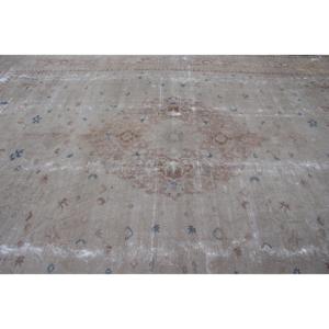 9.8x13.6 ft Vintage Turkish Rug, Oversize Rug, <b>Brown</b> Blue Floral <b>Wool</b> Rug - Product Image 4