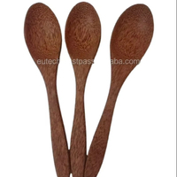 Cuillère en bois de noix de coco Design vintage Logo gravé caractéristique durable du Vietnam pour tasses à thé soucoupes différentes tailles pour la crème glacée
