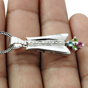 Pendentif à breloque unisexe en argent sterling 925 de luxe belle tourmaline naturelle et bijoux blancs pendentifs en argent sterling 925 OEM - Product Image 3