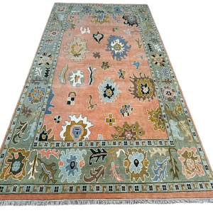 Tapis persan traditionnel personnalisable pour intérieur, fait main en laine, style Oushak, couleur unie, style moderne, poils bouclés, antidérapant - Product Image 1
