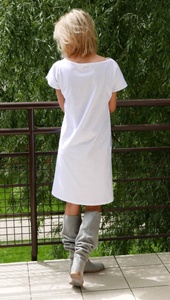 Tunique en tricot vintage personnalisée avec poches Robe mi-longue Robe tunique en coton avec manches courtes Robe mi-longue d'été coupe ample - Product Image 2