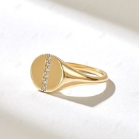Anillo de Sello Personalizado Hecho a Mano con Diamantes VVS Cultivados en Laboratorio, Oro Sólido Rosa de 10k-18k, Certificado, para Mujer