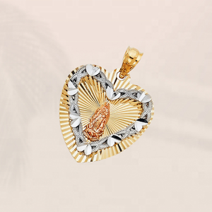 Personalizable tres tonos plateado en forma de corazón Madre María colgante joyería de moda para niños regalo de tendencia - Product Image 2