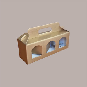 10 pièces boîte en carton de soie dorée en relief 250x80H90mm matériaux recyclés pour 3 pots de sauces crèmes ou huile de vernis à ongles - Product Image 1